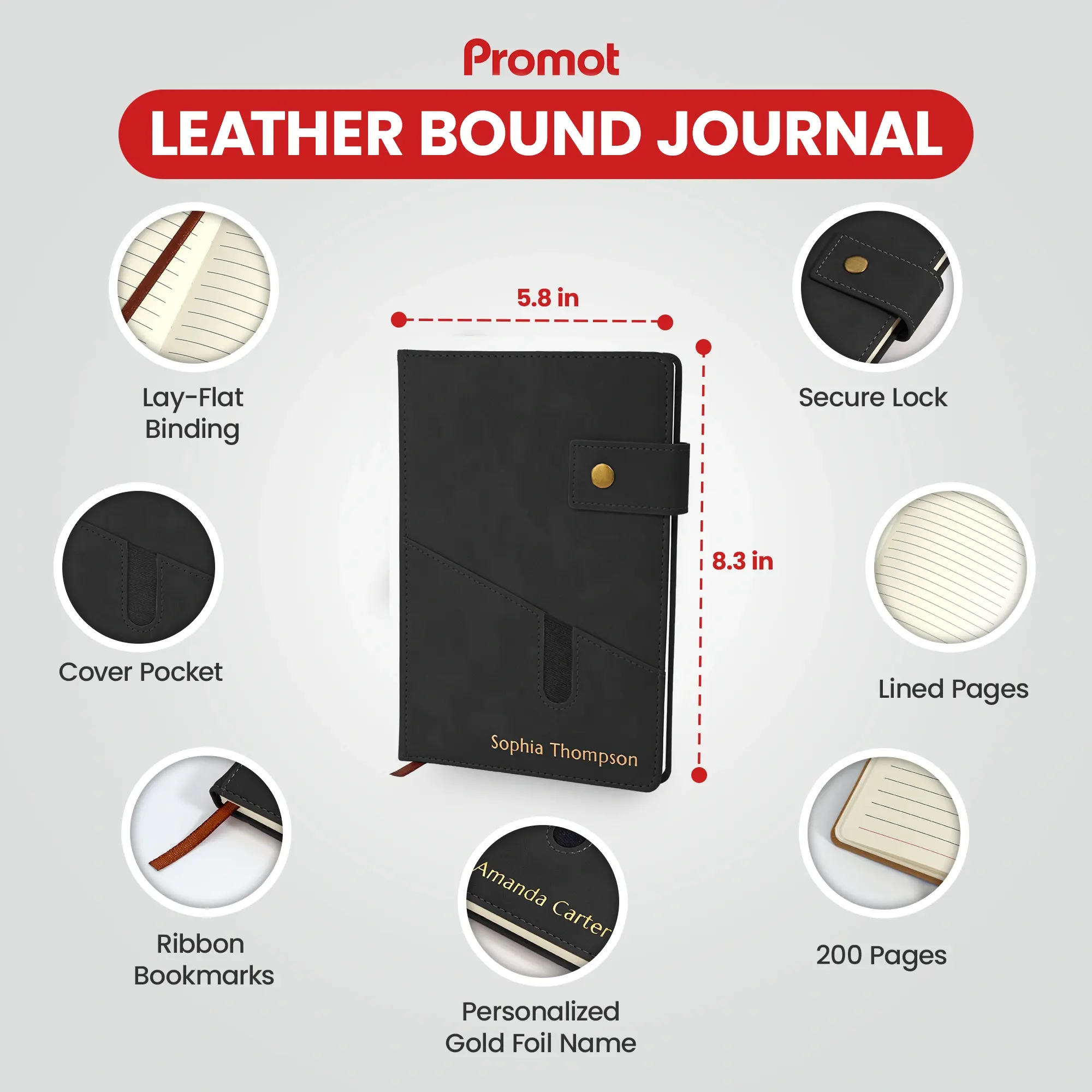 Custom Notebook with Pocket - Black